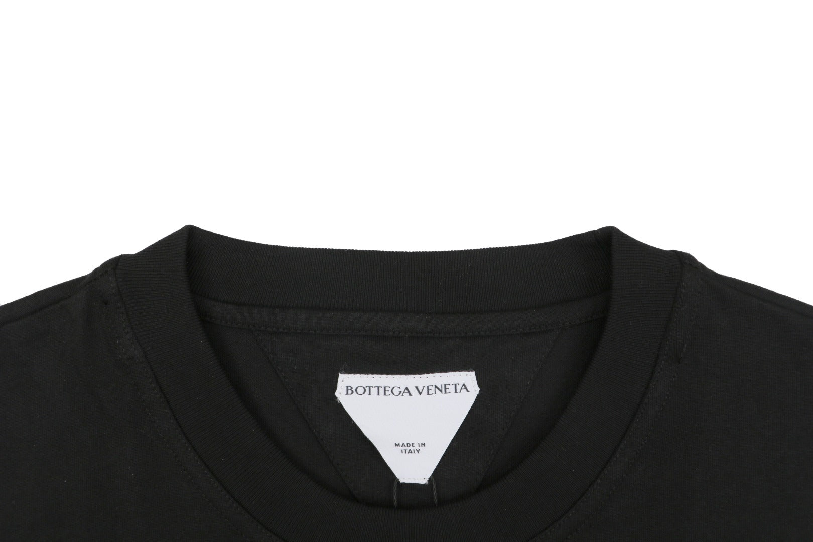 Bottega Veneta Intrecciato Leather Patch Pocket Tee — Black/Tan