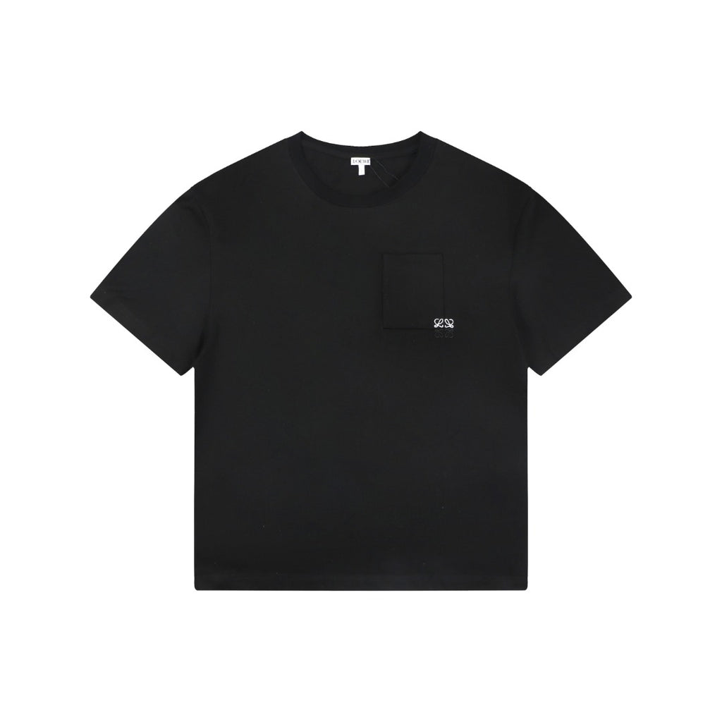 Loewe Pocket Colorblock Anagram Embroidered Tee — Black