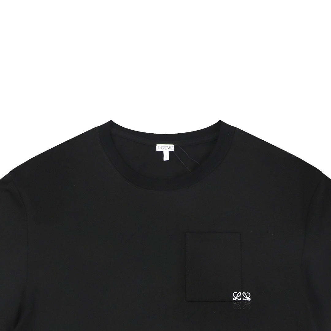 Loewe Pocket Colorblock Anagram Embroidered Tee — Black