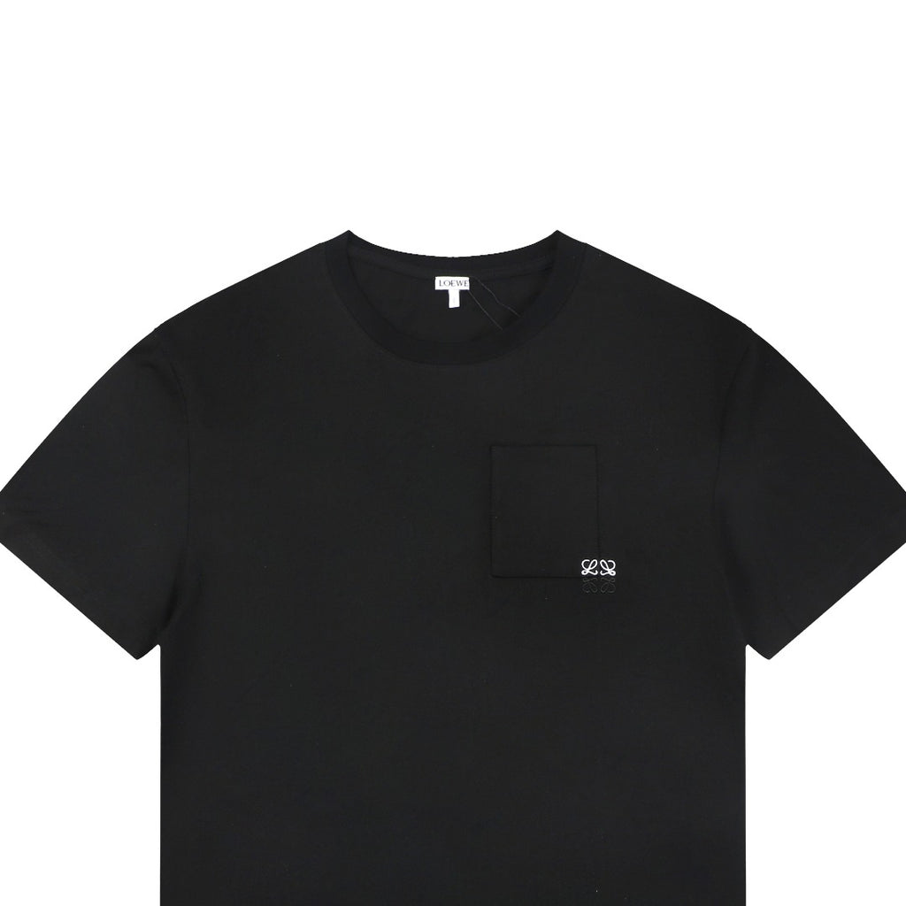 Loewe Pocket Colorblock Anagram Embroidered Tee — Black
