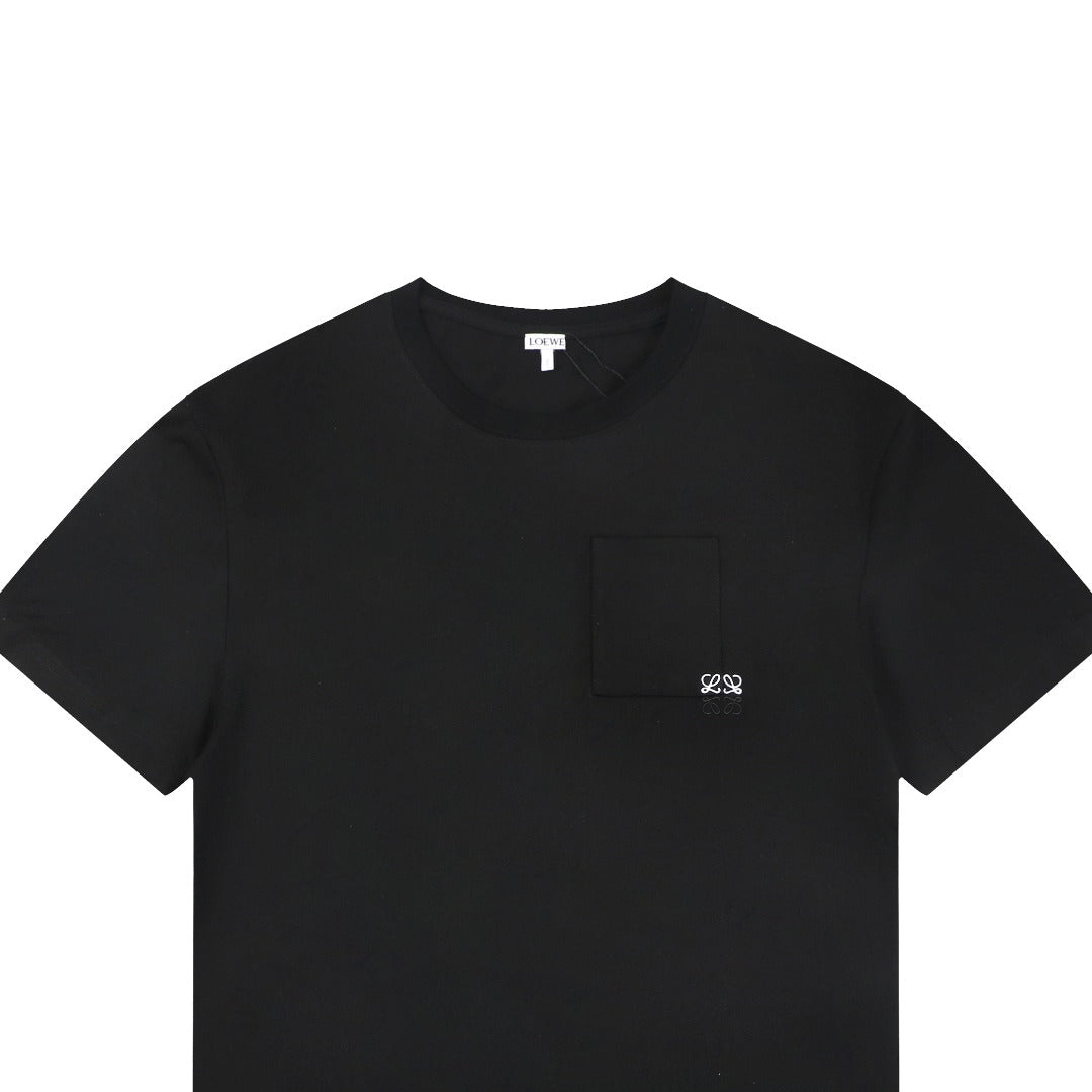 Loewe Pocket Colorblock Anagram Embroidered Tee — Black