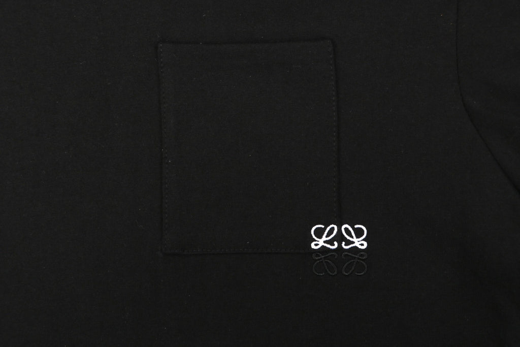 Loewe Pocket Colorblock Anagram Embroidered Tee — Black