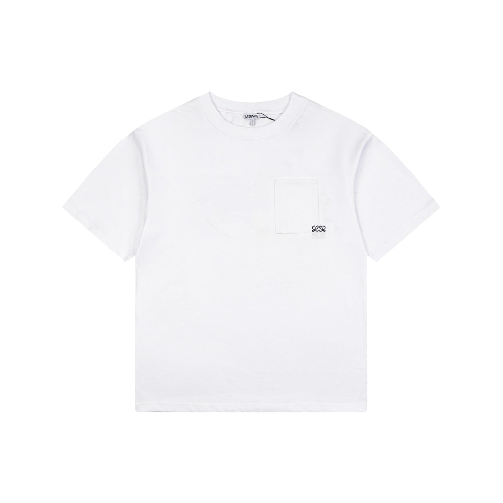 Loewe Pocket Colorblock Anagram Embroidered Tee — White