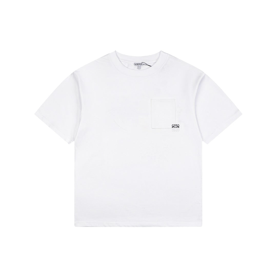Loewe Pocket Colorblock Anagram Embroidered Tee — White