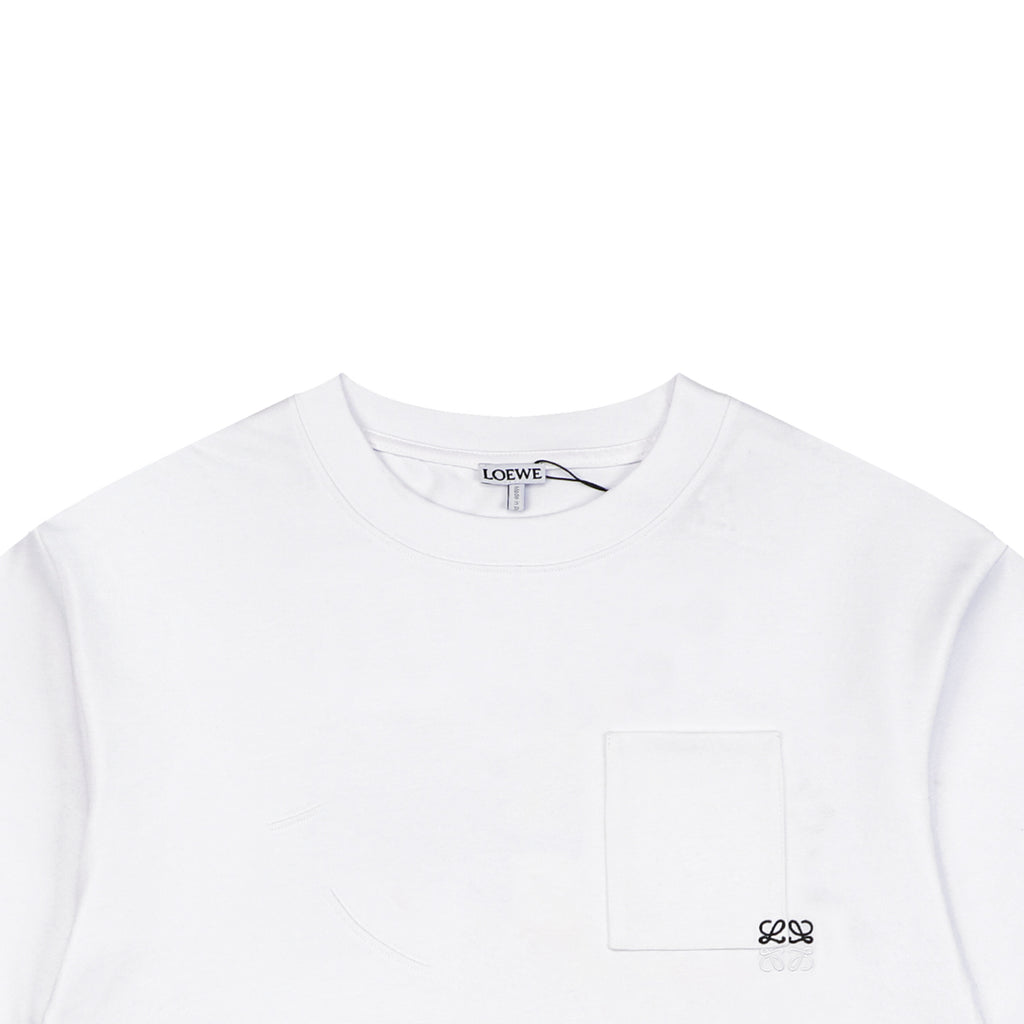 Loewe Pocket Colorblock Anagram Embroidered Tee — White