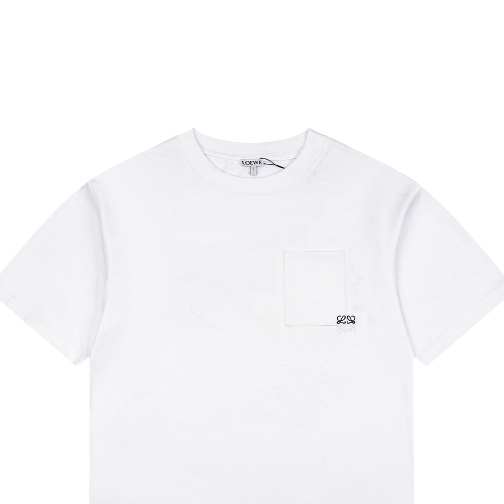 Loewe Pocket Colorblock Anagram Embroidered Tee — White