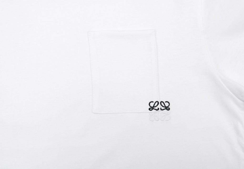 Loewe Pocket Colorblock Anagram Embroidered Tee — White