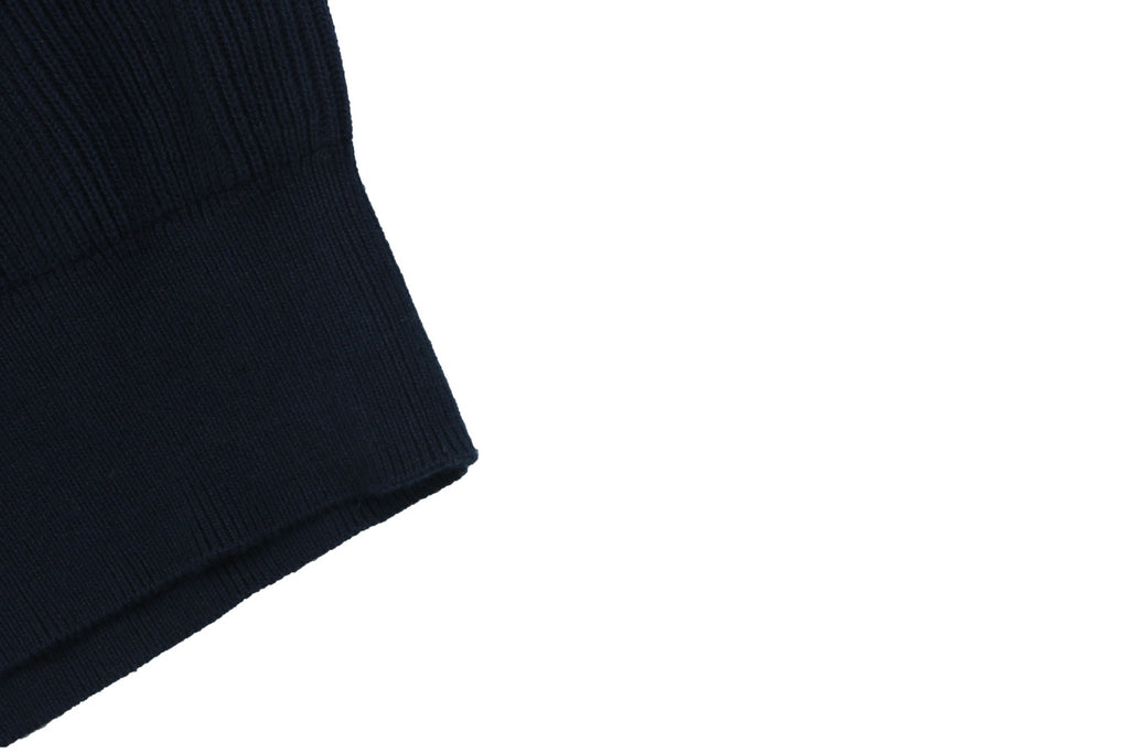 Balenciaga Seagull Collar Knit Polo Tee — Navy