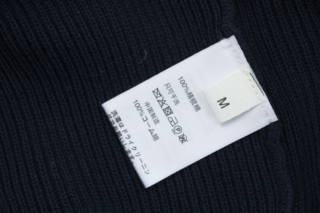 Balenciaga Seagull Collar Knit Polo Tee — Navy