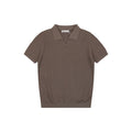 Balenciaga Seagull Collar Knit Polo Tee — Mocha