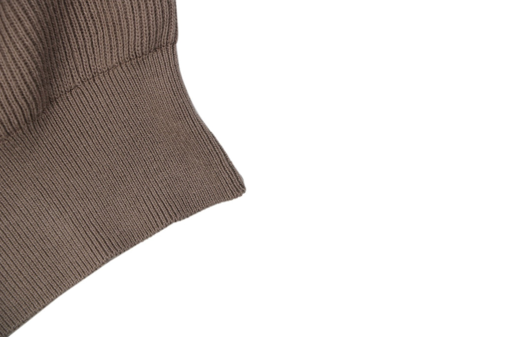 Balenciaga Seagull Collar Knit Polo Tee — Mocha