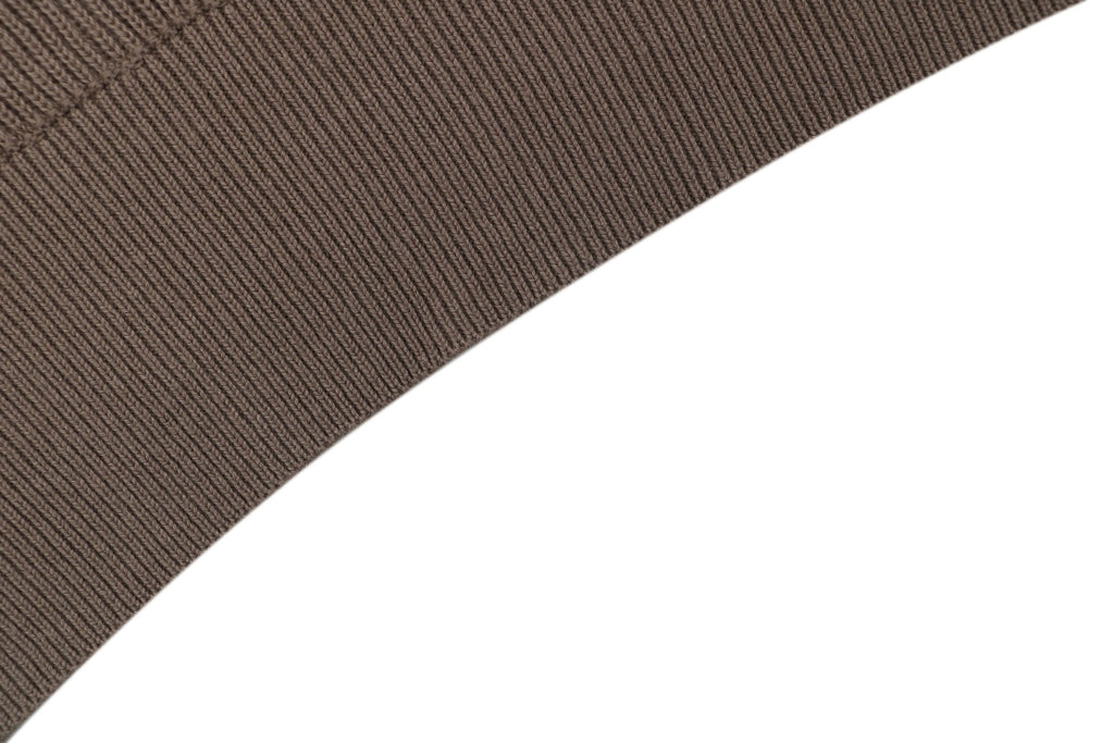 Balenciaga Seagull Collar Knit Polo Tee — Mocha