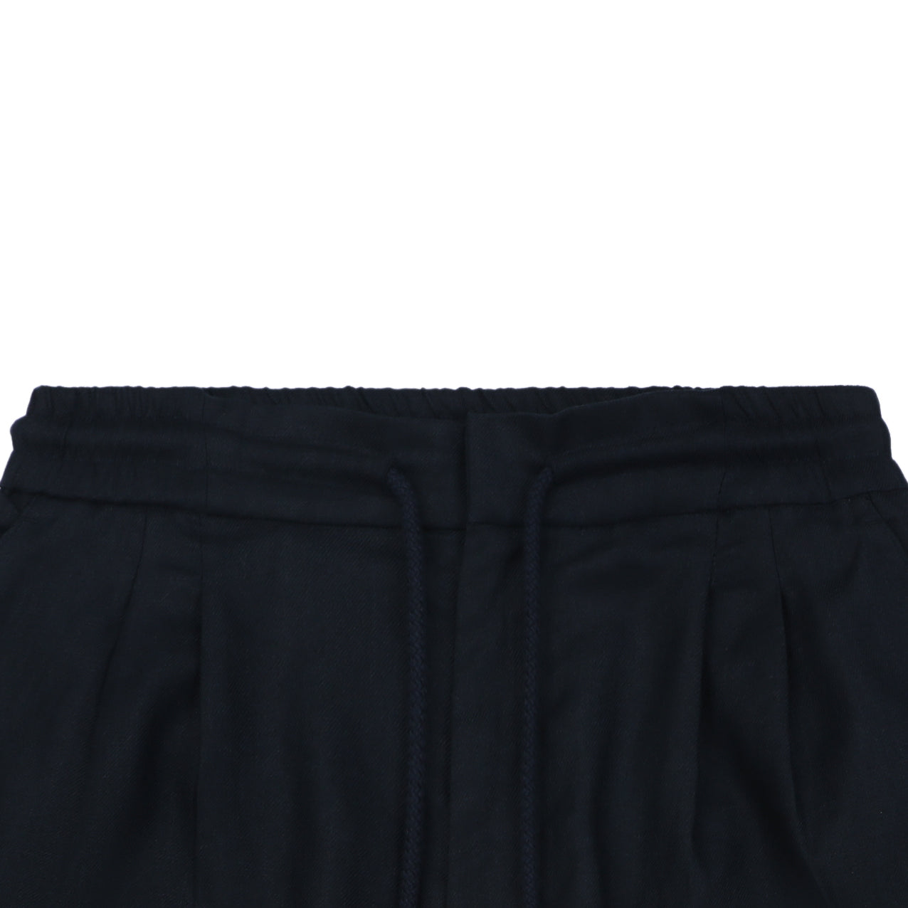 Balenciaga Double-Pleat Linen Drawstring Shorts — Navy