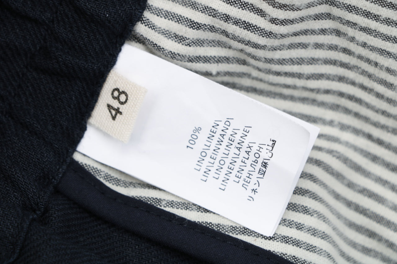 Balenciaga Double-Pleat Linen Drawstring Shorts — Navy