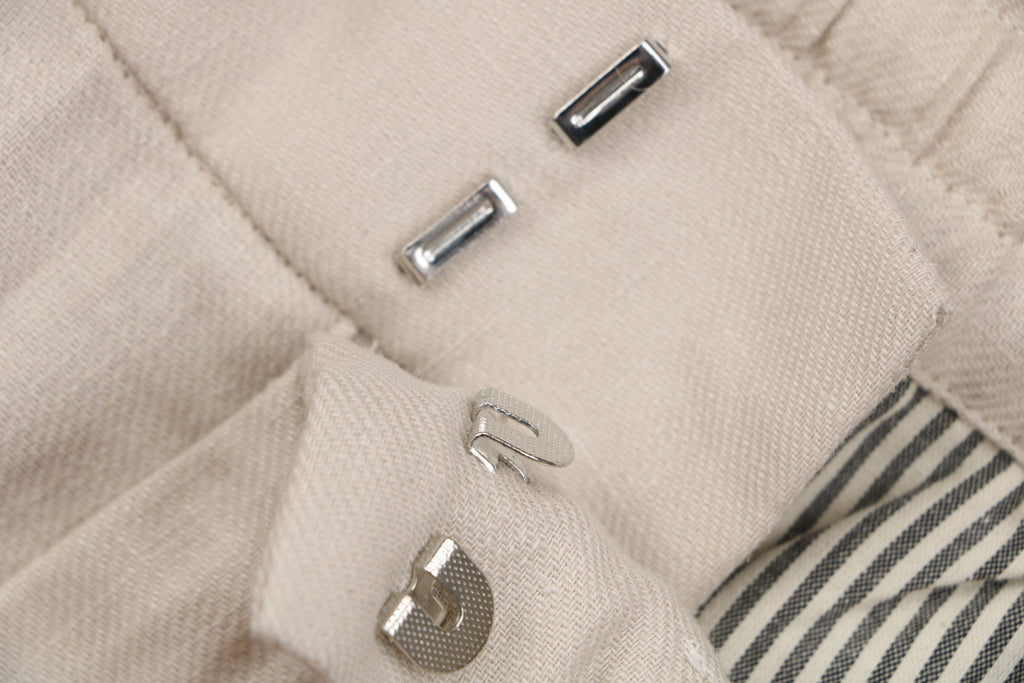 Balenciaga Double-Pleat Linen Drawstring Shorts — Stone
