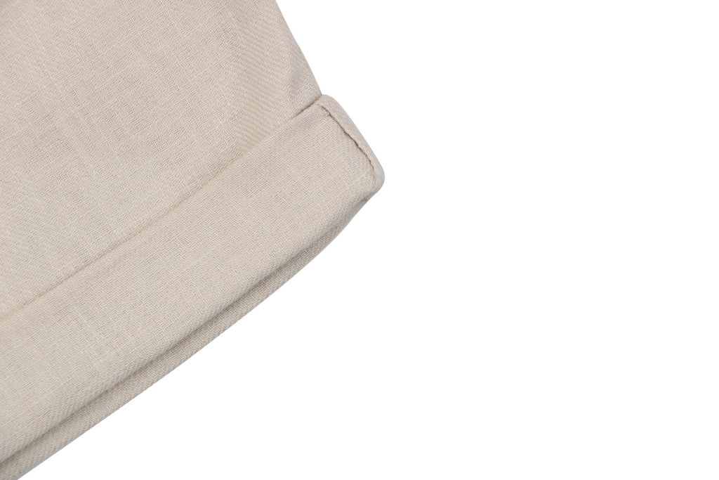 Balenciaga Double-Pleat Linen Drawstring Shorts — Stone