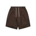 Balenciaga Double-Pleat Linen Drawstring Shorts — Brown