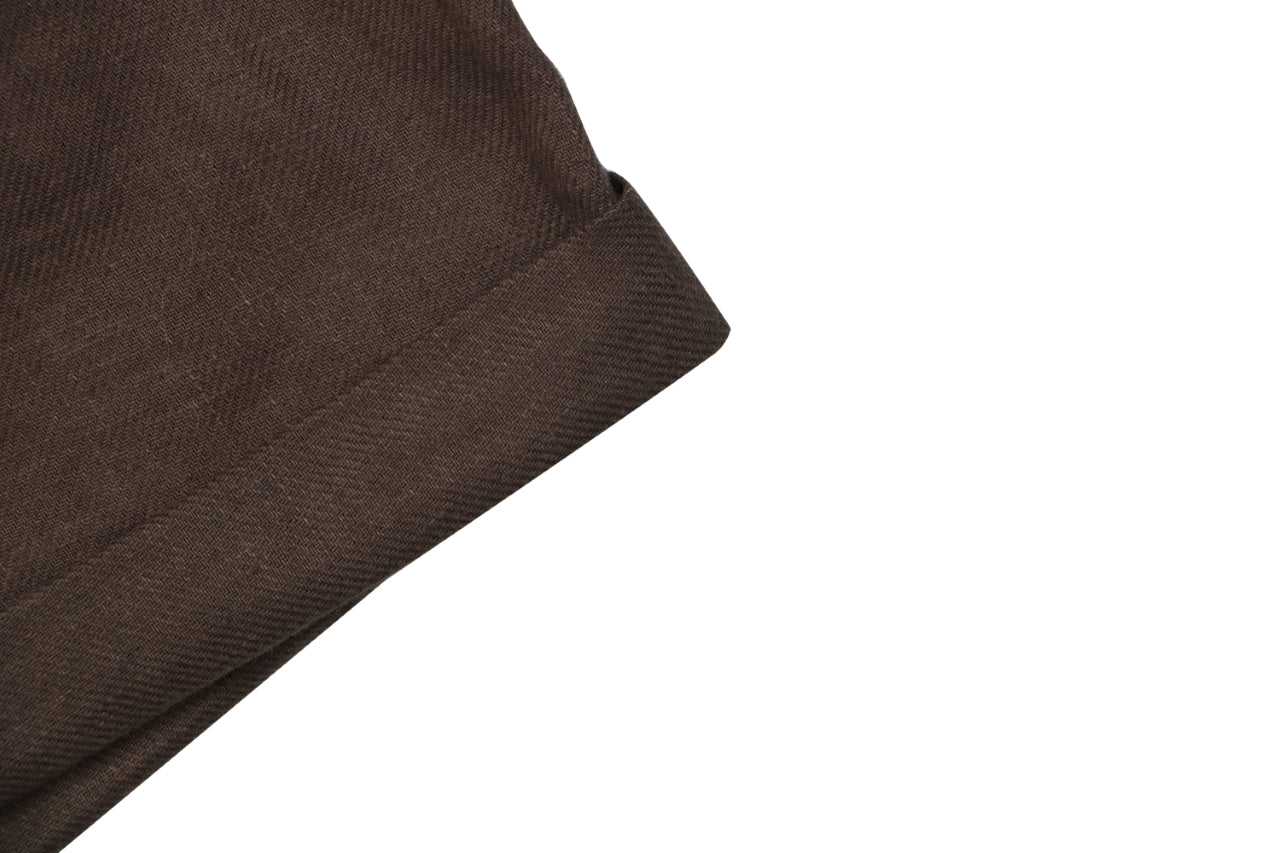 Balenciaga Double-Pleat Linen Drawstring Shorts — Brown