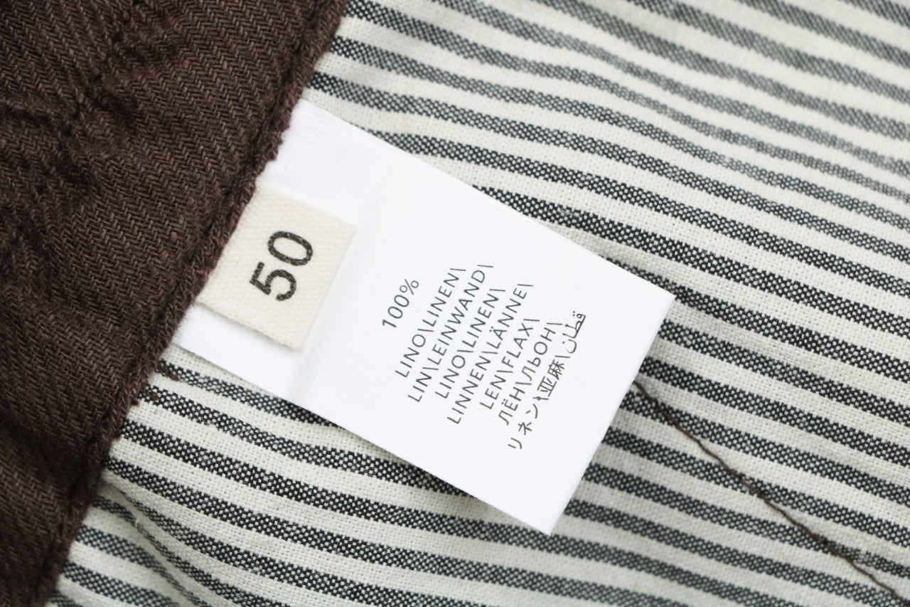 Balenciaga Double-Pleat Linen Drawstring Shorts — Brown