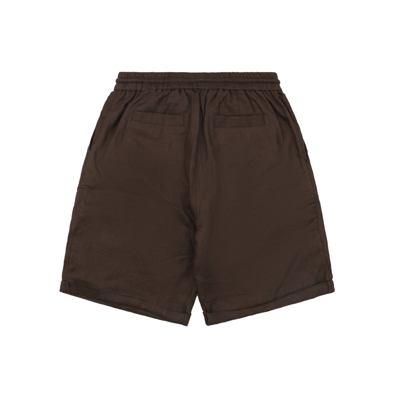 Balenciaga Double-Pleat Linen Drawstring Shorts — Brown