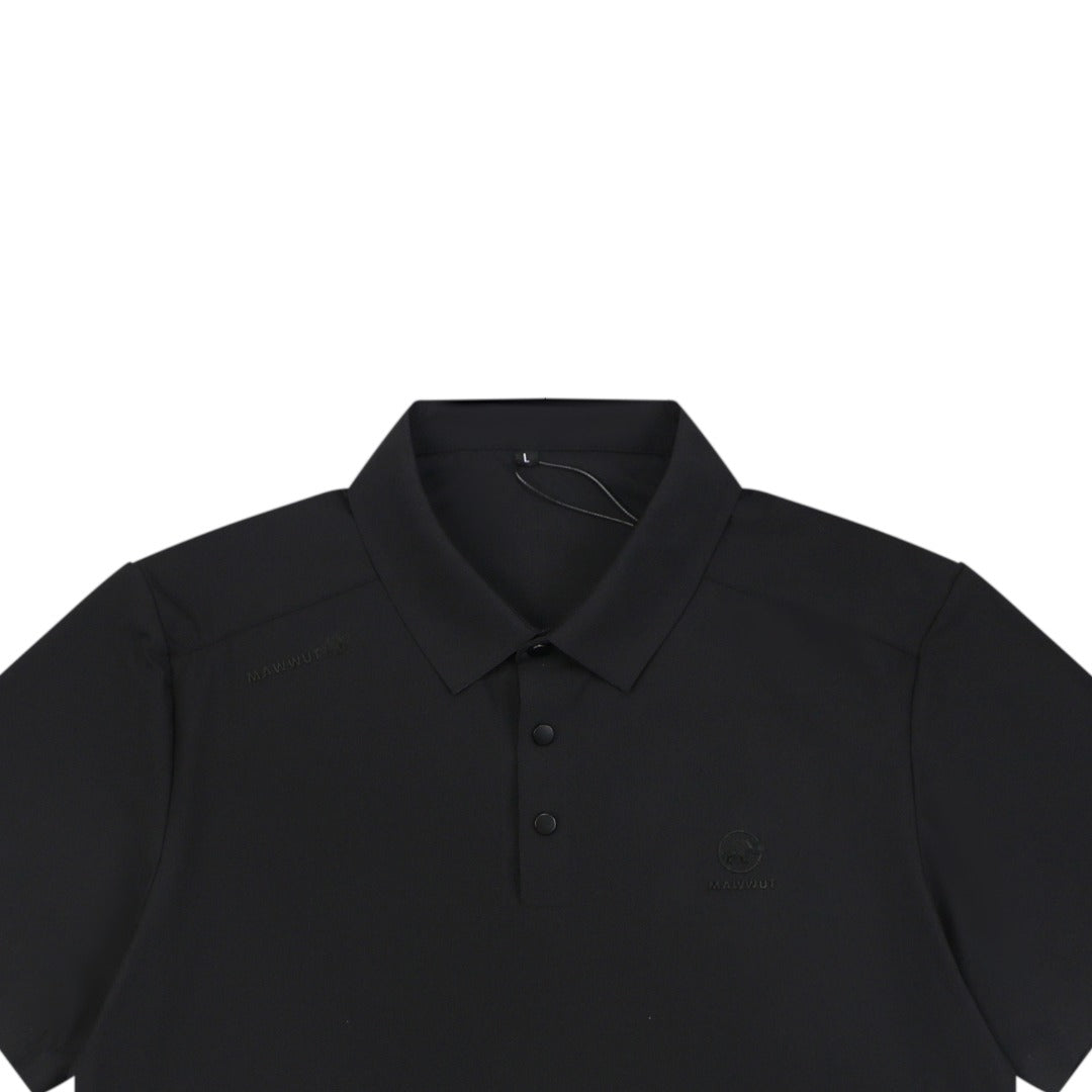 Mammut Tonal Mammoth Embroidered Polo Tee — Black