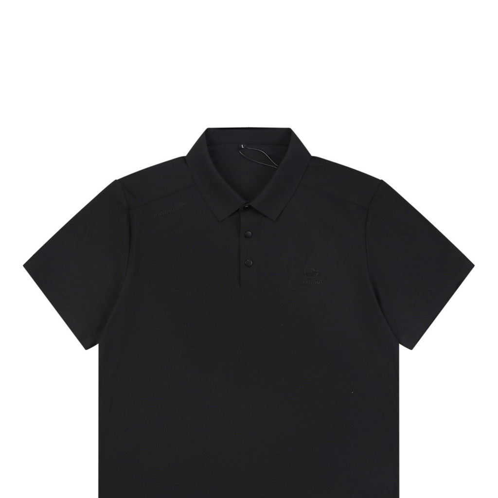 Mammut Tonal Mammoth Embroidered Polo Tee — Black