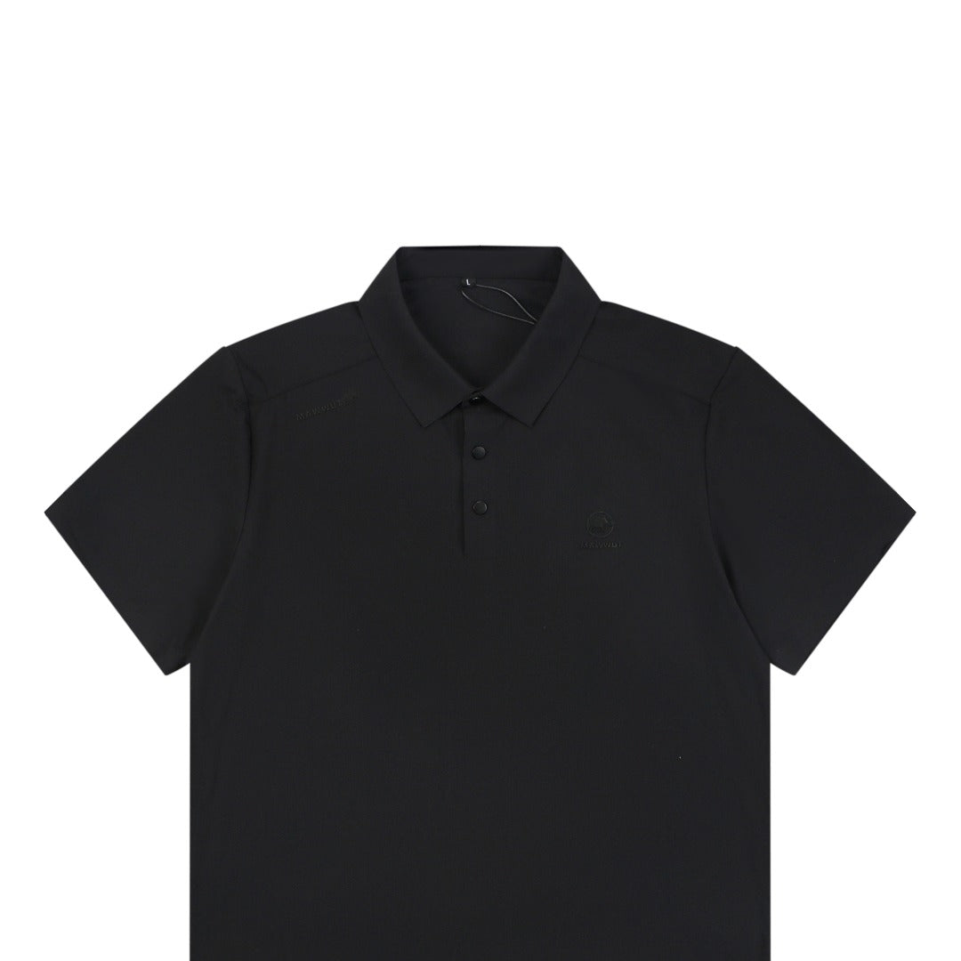 Mammut Tonal Mammoth Embroidered Polo Tee — Black