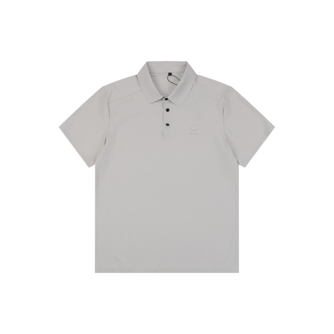 Mammut Tonal Mammoth Embroidered Polo Tee — Grey