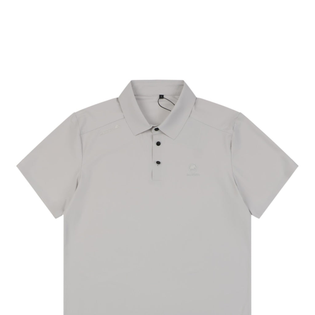 Mammut Tonal Mammoth Embroidered Polo Tee — Grey