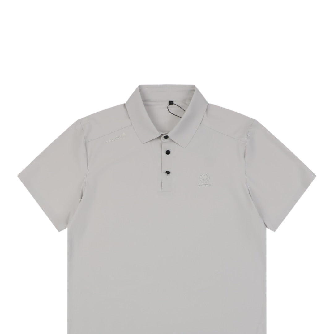 Mammut Tonal Mammoth Embroidered Polo Tee — Grey
