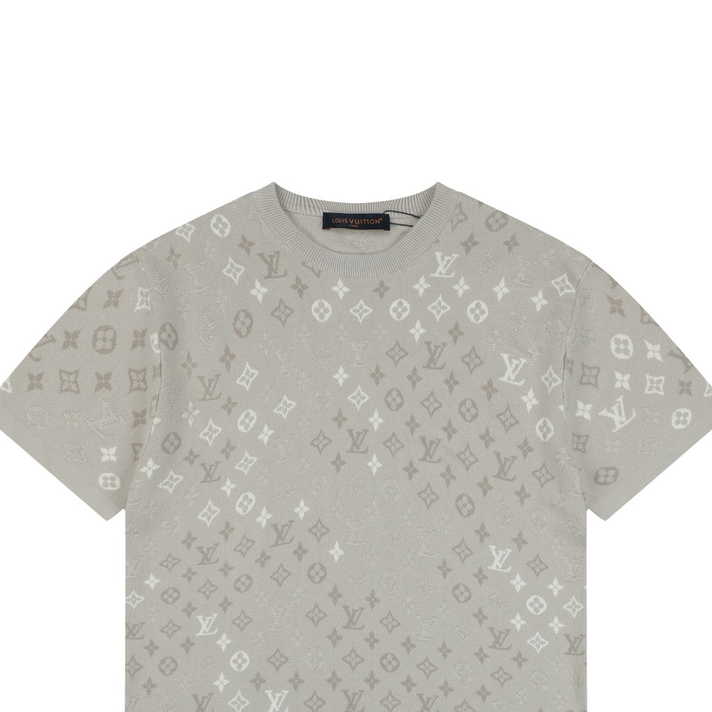 Louis Vuitton Gradient Monogram Allover Jacquard Tee — Stone