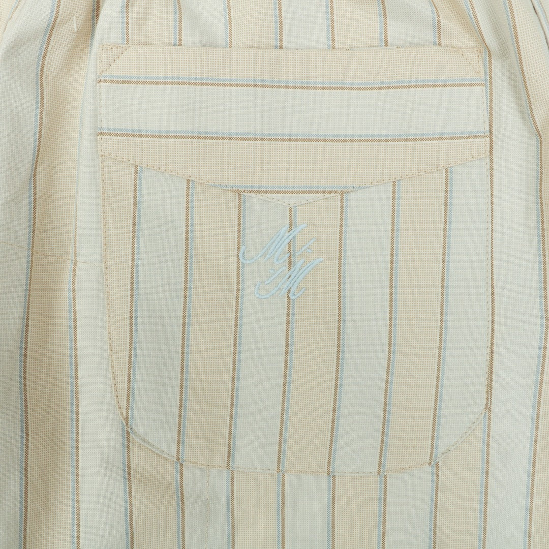 Maison Margiela Vertical Stripe Wide-Leg Trousers — Ecru