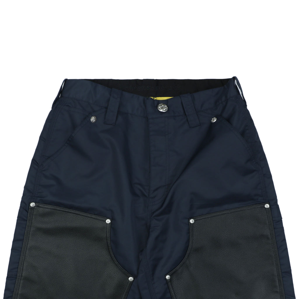 Chrome Hearts 24FW Leather-Panel Lumberjack Cargo Shorts — Navy