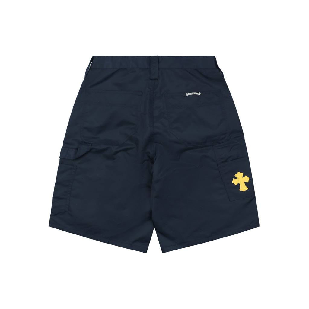 Chrome Hearts 24FW Leather-Panel Lumberjack Cargo Shorts — Navy
