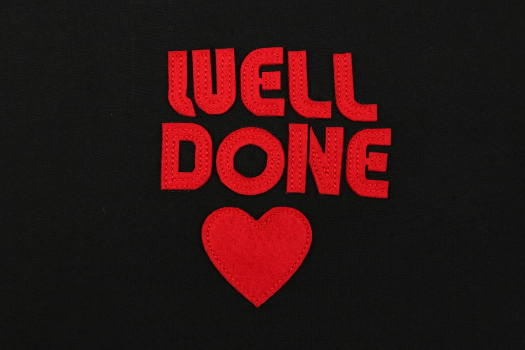 We11done Heart Logo Appliqué Embroidered Tee — Black
