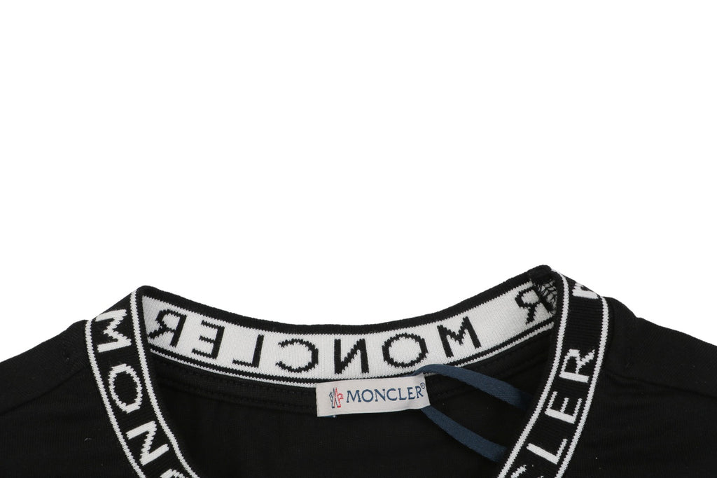 Moncler Logo Rib-Collar Tee — Black
