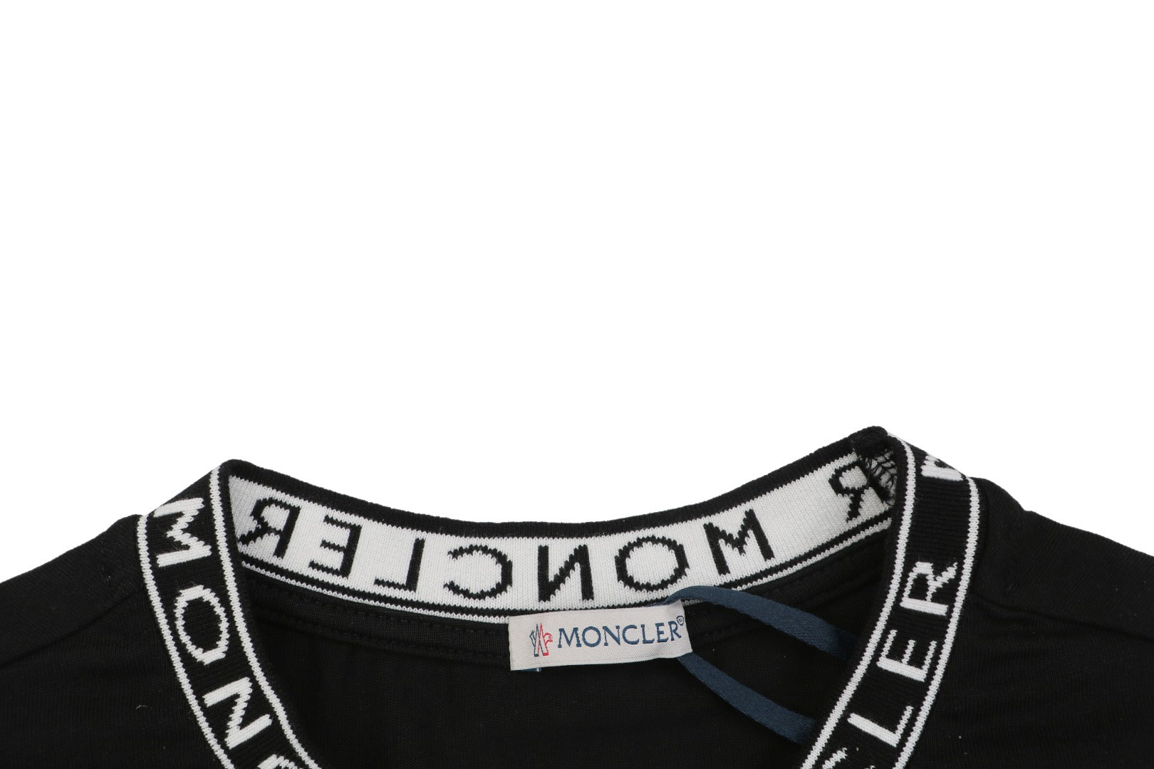 Moncler Logo Rib-Collar Tee — Black