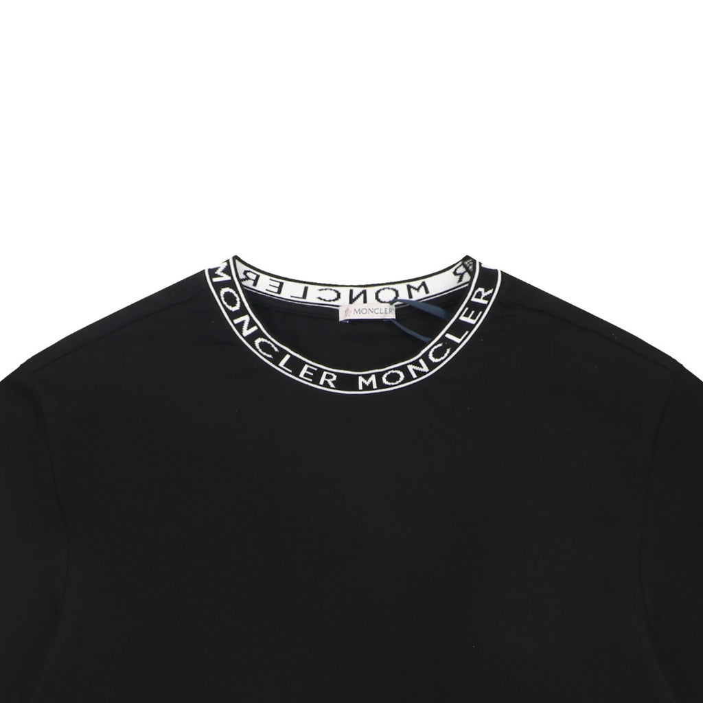 Moncler Logo Rib-Collar Tee — Black