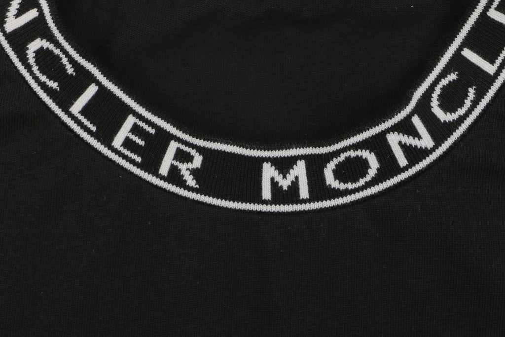 Moncler Logo Rib-Collar Tee — Black