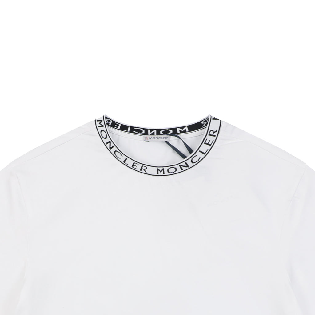 Moncler Logo Rib-Collar Tee — White