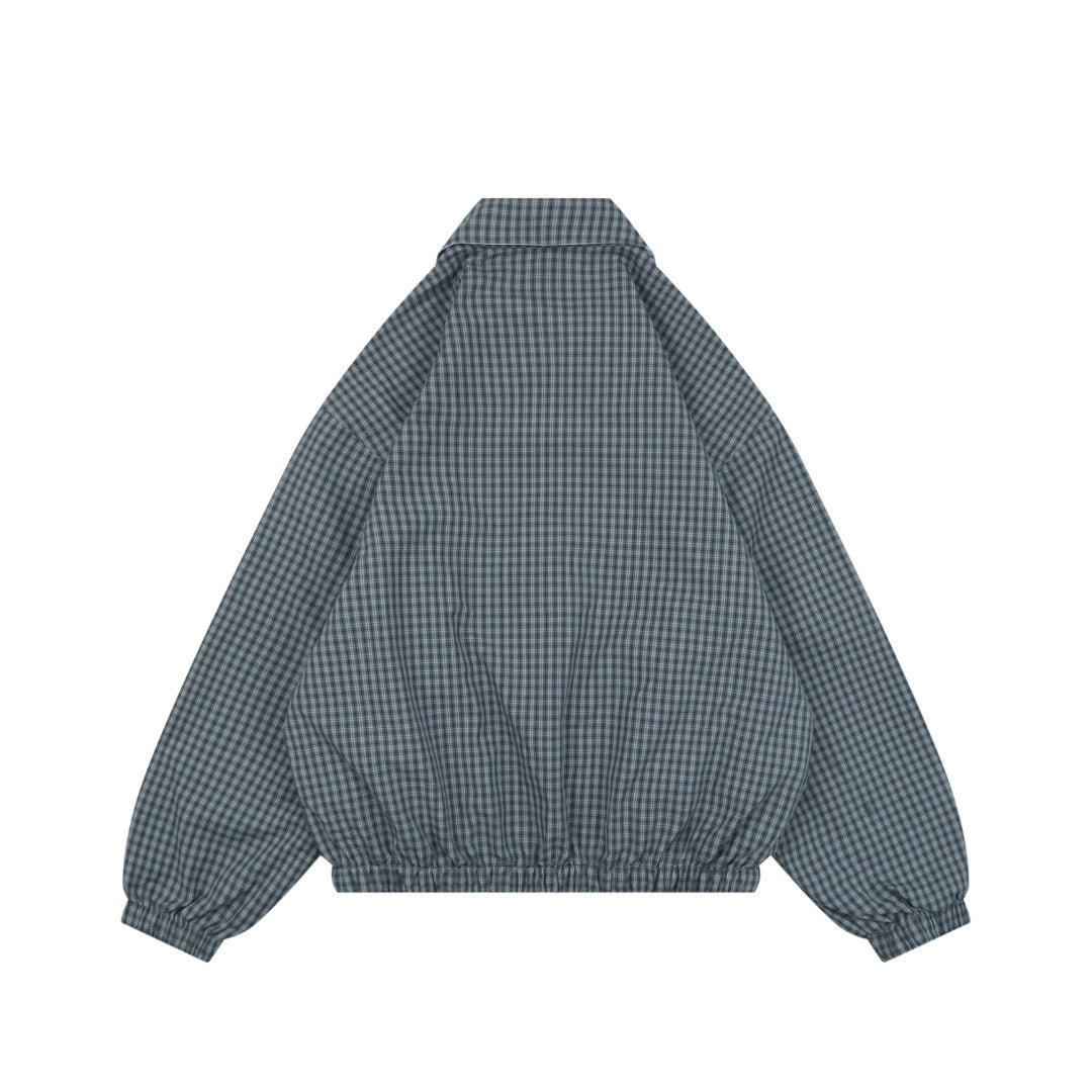 Prada Reversible Houndstooth Check Zip Jacket — Grey/Ice Blue
