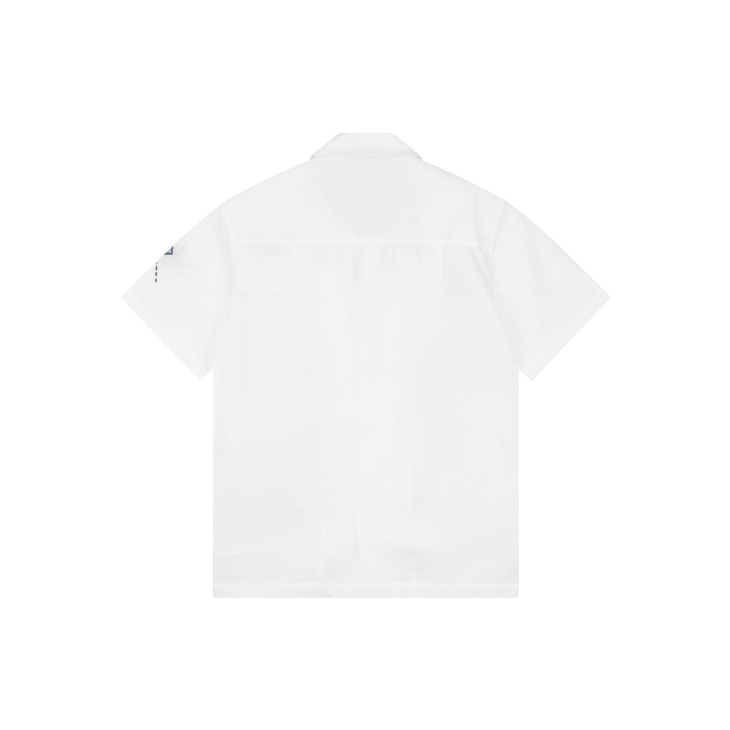 Fendi FF Dashed-Stitch Embroidered Short-Sleeve Shirt — White