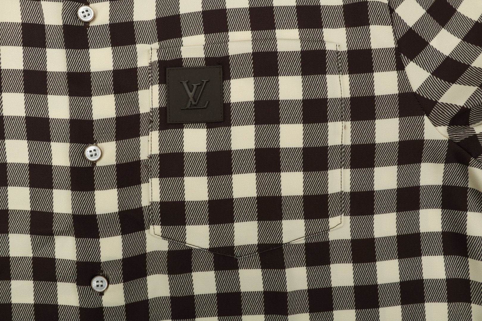 Louis Vuitton Damier Checkerboard Short-Sleeve Shirt — Almond/Brown