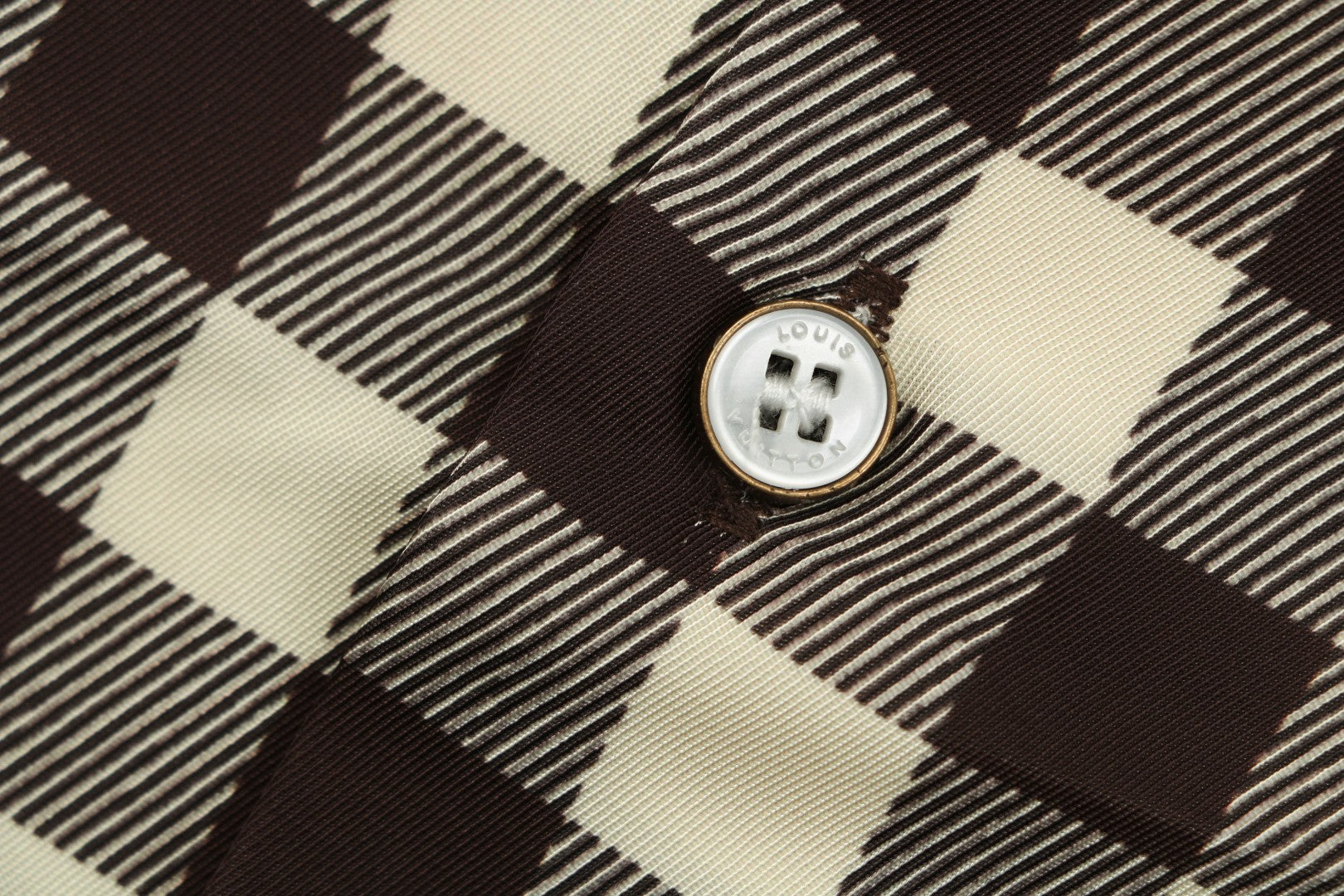 Louis Vuitton Damier Checkerboard Short-Sleeve Shirt — Almond/Brown