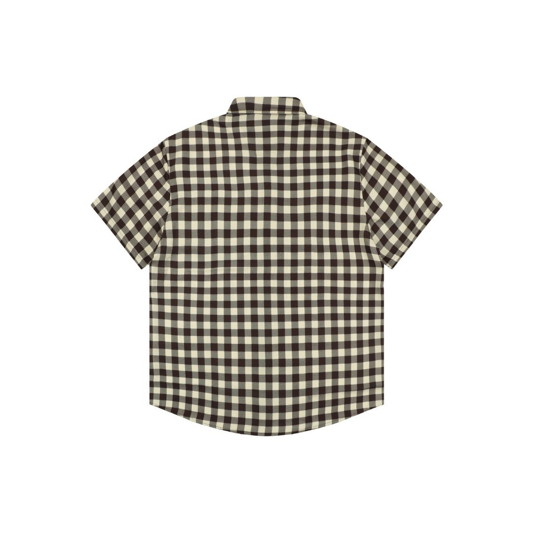 Louis Vuitton Damier Checkerboard Short-Sleeve Shirt — Almond/Brown