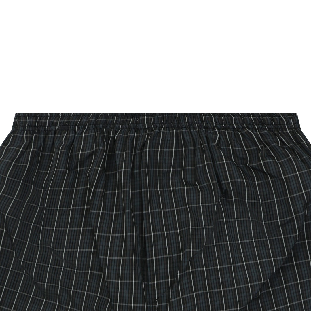 Balenciaga BB Wheat Motif Check Drawstring Shorts — Black/Blue