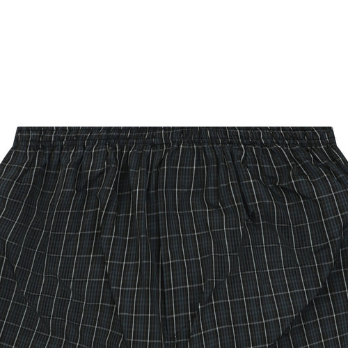 Balenciaga BB Wheat Motif Check Drawstring Shorts — Black/Blue