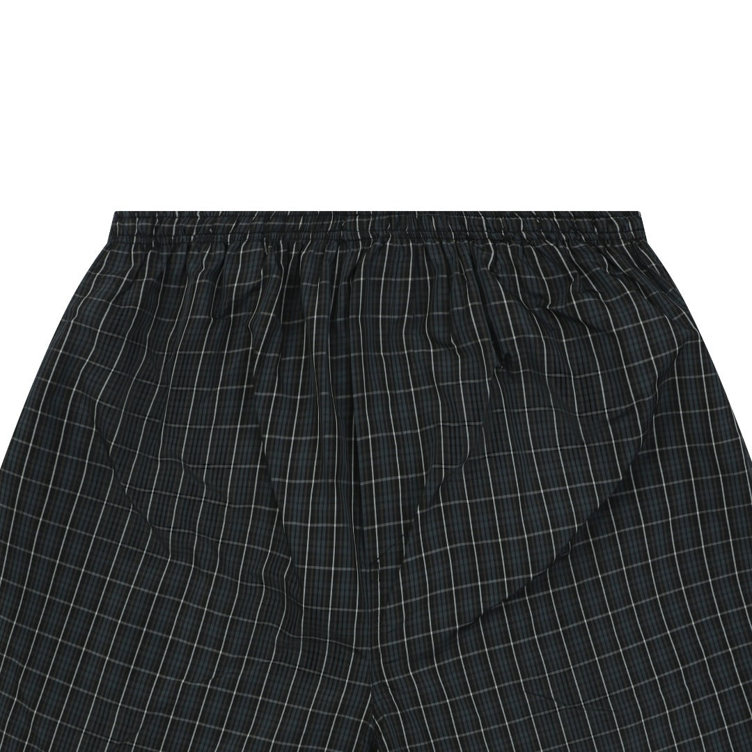 Balenciaga BB Wheat Motif Check Drawstring Shorts — Black/Blue