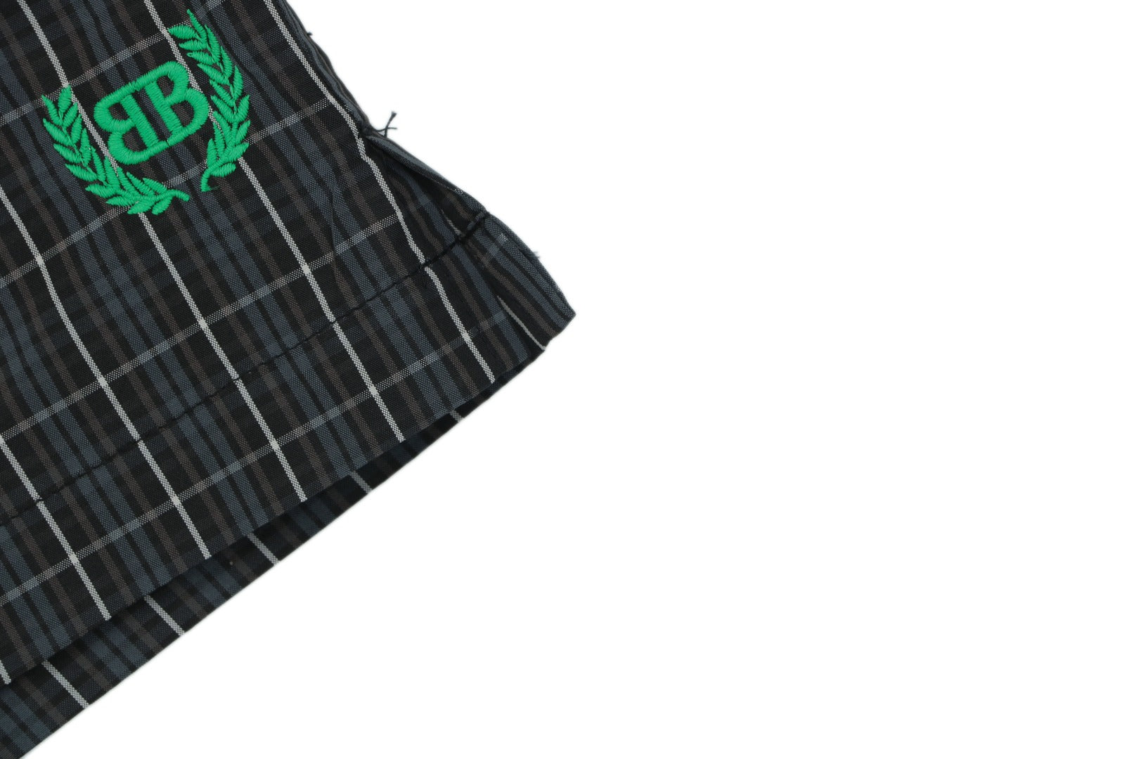 Balenciaga BB Wheat Motif Check Drawstring Shorts — Black/Blue