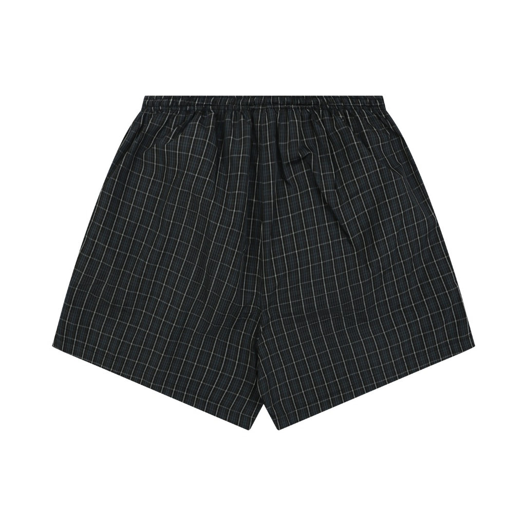 Balenciaga BB Wheat Motif Check Drawstring Shorts — Black/Blue
